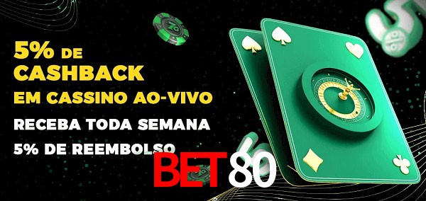 Promoções do cassino ao Vivo bet80